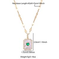 Princess Cute Commute Heart Shape Rectangle Stainless Steel Brass 18k Gold Plated Shell Zircon Pendant Necklace In Bulk main image 3