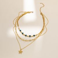 Cute Sweet Simple Style Star Natural Stone Copper Plating Layered Necklaces main image 3