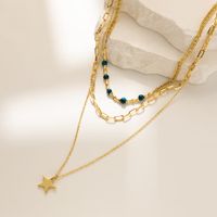 Cute Sweet Simple Style Star Natural Stone Copper Plating Layered Necklaces main image 2