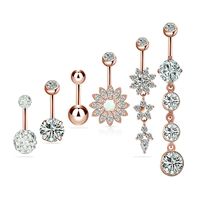 Y2k Beach Flower Copper Plating Inlay Zircon 14k Gold Plated Belly Ring main image 7