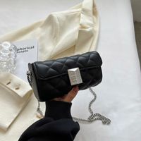 Women's All Seasons Pu Leather Lingge Streetwear Sewing Thread Square Zipper Shoulder Bag sku image 1