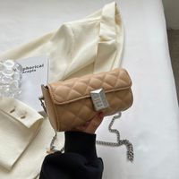 Women's All Seasons Pu Leather Lingge Streetwear Sewing Thread Square Zipper Shoulder Bag sku image 2
