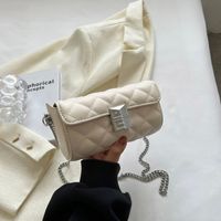 Women's All Seasons Pu Leather Lingge Streetwear Sewing Thread Square Zipper Shoulder Bag sku image 3