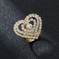 Brillante Oval Forma De Corazón Diamante De Imitación Embutido Diamantes De Imitación Mujeres Anillos Abiertos main image 5