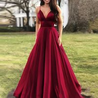 Women's Strap Dress Ball Gown Swing Dress Elegant Hawaiian Sexy V Neck Backless Sleeveless Solid Color Maxi Long Dress Family Gathering Evening Party Party main image 3