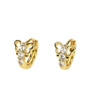 1 Pair Simple Style Commute Heart Shape Bee Butterfly Plating Inlay Copper Zircon 18k Gold Plated Earrings main image 7