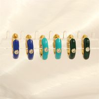 1 Pair Sweet Simple Style Circle Enamel Plating Inlay Copper Zircon 18k Gold Plated Hoop Earrings main image 9