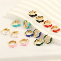 1 Pair Sweet Simple Style Circle Enamel Plating Inlay Copper Zircon 18k Gold Plated Hoop Earrings main image 11