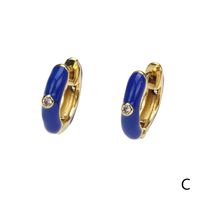 1 Pair Sweet Simple Style Circle Enamel Plating Inlay Copper Zircon 18k Gold Plated Hoop Earrings sku image 3