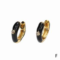 1 Pair Sweet Simple Style Circle Enamel Plating Inlay Copper Zircon 18k Gold Plated Hoop Earrings main image 5