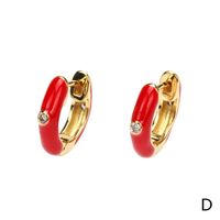 1 Pair Sweet Simple Style Circle Enamel Plating Inlay Copper Zircon 18k Gold Plated Hoop Earrings main image 6