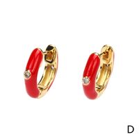 1 Paire Sucré Style Simple Cercle Émail Placage Incruster Le Cuivre Zircon Plaqué Or 18k Boucles D'oreilles Cerceau sku image 4