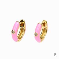 1 Pair Sweet Simple Style Circle Enamel Plating Inlay Copper Zircon 18k Gold Plated Hoop Earrings main image 2