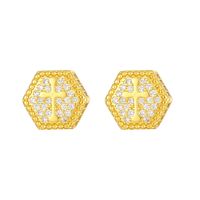 1 Pair Hip-hop Cross Plating Inlay Copper Zircon Gold Plated Ear Studs sku image 1