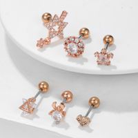 1 Piece Ig Style Shiny Star Heart Shape Deer Plating Inlay Brass Zircon 18k Gold Plated Cartilage Earrings main image 4