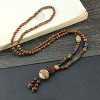 Ethnic Style Water Droplets Wood Beaded Unisex Pendant Necklace 1 Piece sku image 16