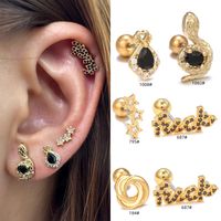 1 Piece Ig Style Simple Style Letter Star Plating Inlay Brass Zircon 18k Gold Plated White Gold Plated Ear Studs main image 1