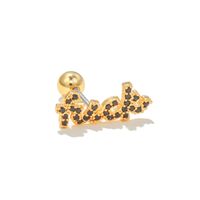 1 Piece Ig Style Simple Style Letter Star Plating Inlay Brass Zircon 18k Gold Plated White Gold Plated Ear Studs main image 2