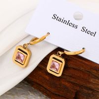1 Pair Elegant Retro Commute Square Plating Inlay Stainless Steel Zircon 18k Gold Plated Drop Earrings main image 3