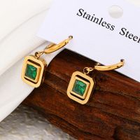 1 Pair Elegant Retro Commute Square Plating Inlay Stainless Steel Zircon 18k Gold Plated Drop Earrings main image 4