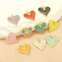 Ig Style Sweet Heart Shape Copper Enamel Plating 18k Gold Plated Jewelry Accessories main image 1