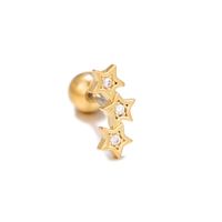 1 Piece Ig Style Simple Style Letter Star Plating Inlay Brass Zircon 18k Gold Plated White Gold Plated Ear Studs sku image 4