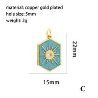 Elegant Commute Hexagram Hexagon Copper Enamel Plating Inlay Zircon 18k Gold Plated Charms Jewelry Accessories sku image 3