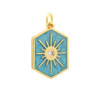 Elegant Commute Hexagram Hexagon Copper Enamel Plating Inlay Zircon 18k Gold Plated Charms Jewelry Accessories main image 4