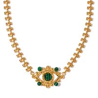 Ig Style Devil's Eye Stainless Steel Plating Hollow Out Inlay Malachite 18k Gold Plated Necklace main image 2