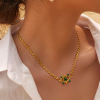 Ig Style Devil's Eye Stainless Steel Plating Hollow Out Inlay Malachite 18k Gold Plated Necklace main image 5