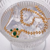 Ig Style Devil's Eye Stainless Steel Plating Hollow Out Inlay Malachite 18k Gold Plated Necklace main image 3