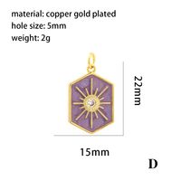 Elegant Commute Hexagram Hexagon Copper Enamel Plating Inlay Zircon 18k Gold Plated Charms Jewelry Accessories sku image 1