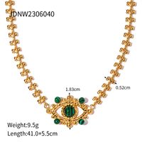 Ig Style Devil's Eye Stainless Steel Plating Hollow Out Inlay Malachite 18k Gold Plated Necklace sku image 1