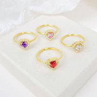 Wholesale Ig Style Shiny Heart Shape Stainless Steel Plating Inlay White Gold Plated Gold Plated Zircon Rings main image 5