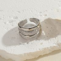 Ig-stil Stern Kupfer Asymmetrisch Überzug Inlay Zirkon 14 Karat Vergoldet Offener Ring sku image 6