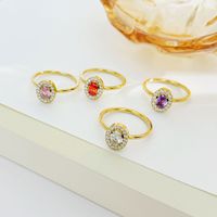 Simple Style Shiny Oval Stainless Steel Plating Inlay Zircon White Gold Plated Gold Plated Rings main image 4