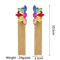 Wholesale Jewelry Retro Exaggerated Oval Tassel Zinc Alloy Glass Plating Inlay Drop Earrings main image 6