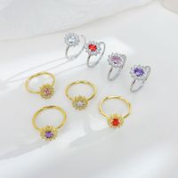 Wholesale Ig Style Shiny Flower Stainless Steel Plating Inlay White Gold Plated Gold Plated Zircon Rings main image 4