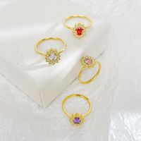 Wholesale Ig Style Shiny Flower Stainless Steel Plating Inlay White Gold Plated Gold Plated Zircon Rings main image 3