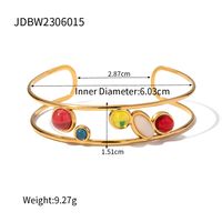 Ig Style Simple Style Round Oval Stainless Steel Plating Inlay Artificial Gemstones 18k Gold Plated Bangle sku image 1