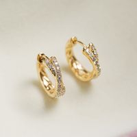 1 Pair Casual Round Plating Inlay Sterling Silver Zircon Gold Plated Silver Plated Earrings main image 1