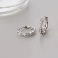 1 Pair Casual Round Plating Inlay Sterling Silver Zircon Gold Plated Silver Plated Earrings sku image 1