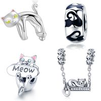 Casual Handmade Novelty Cat Sterling Silver Plating Inlay Zircon White Gold Plated Jewelry Accessories main image 1