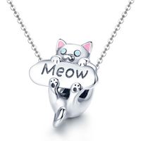 Casual Handmade Novelty Cat Sterling Silver Plating Inlay Zircon White Gold Plated Jewelry Accessories sku image 2
