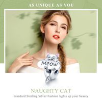 Casual Handmade Novelty Cat Sterling Silver Plating Inlay Zircon White Gold Plated Jewelry Accessories main image 5
