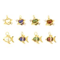 Modern Style Heart Shape Fish Copper Plating Inlay Crystal Zircon 14k Gold Plated Charms Jewelry Accessories main image 6