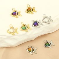 Modern Style Heart Shape Fish Copper Plating Inlay Crystal Zircon 14k Gold Plated Charms Jewelry Accessories main image 1