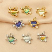 Modern Style Heart Shape Fish Copper Plating Inlay Crystal Zircon 14k Gold Plated Charms Jewelry Accessories main image 8