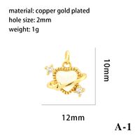 Modern Style Heart Shape Fish Copper Plating Inlay Crystal Zircon 14k Gold Plated Charms Jewelry Accessories sku image 1