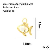 Modern Style Heart Shape Fish Copper Plating Inlay Crystal Zircon 14k Gold Plated Charms Jewelry Accessories sku image 9